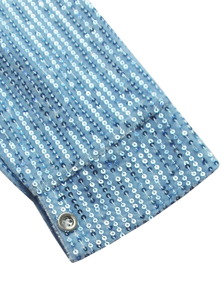 Autumn/Winter Versatile Suede Lapel Shirt with Sequins and Beads