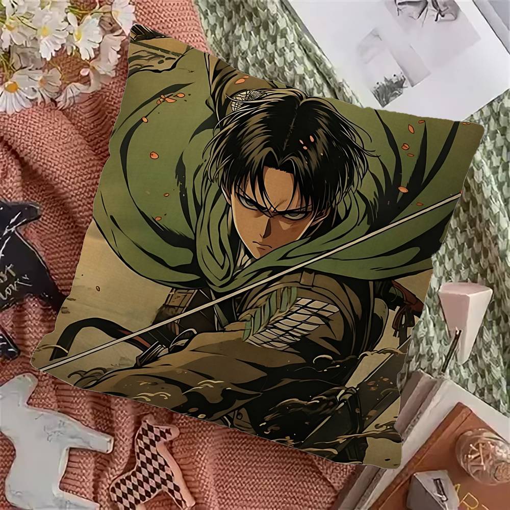 A-Attack O-On T-Titan Levi Ackerman Stitch Lucky Dragon Pillow Cover Sofa Cushion Cover Home Room Decoration Children Gift