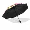 1pc Little Twin Stars Automatic Opening/Closing Umbrella - Portable Three-Fold Design with 8-Bone Iron Frame, Perfect for Outdoor Use, Festive Gifts,