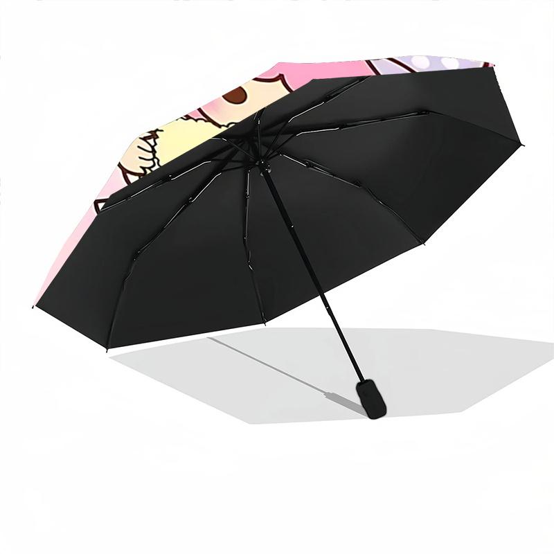 1pc Little Twin Stars Automatic Opening/Closing Umbrella - Portable Three-Fold Design with 8-Bone Iron Frame, Perfect for Outdoor Use, Festive Gifts,