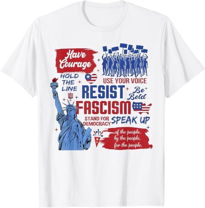 Anti Trump Anti Lies and Fascism Resist T-Shirt L