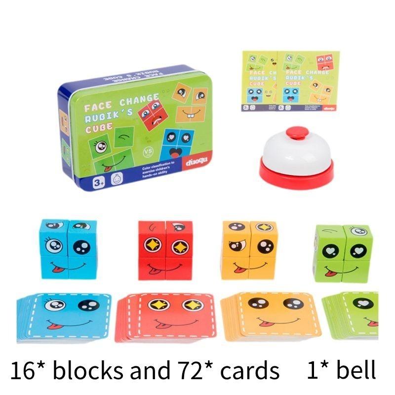 Colorful Wooden Face-changing Magic Cube Toy In Iron Box Children's Battle Toy