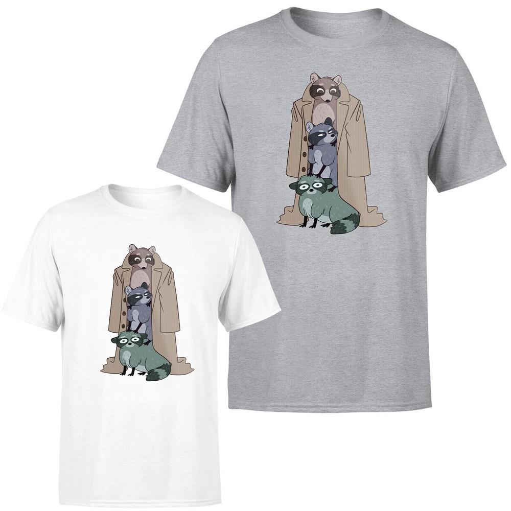 Three Fat Raccoons In A Trench Coat Unisex T Shirt Funny Animal Lovers Tee