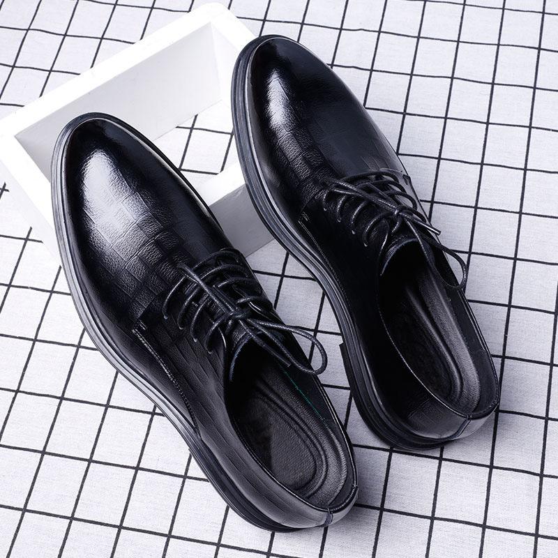 Spring Business Dress Leather Shoes Men's Casual British Groom Leather Soft Sole Heightening Suit Wedding Shoes Foreign Trade