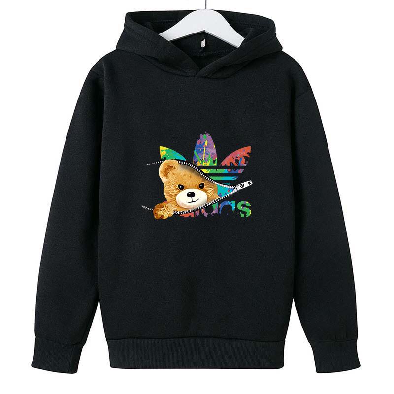Unisex Autumn Plus Velvet Printed Hoodie - Casual Versatile Outerwear for Men, Women, and Children