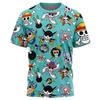 Children's Anime One Piece Luffy 3D Digital Printed Boys' Street Trendy Round Neck Short Sleeved T-shirt