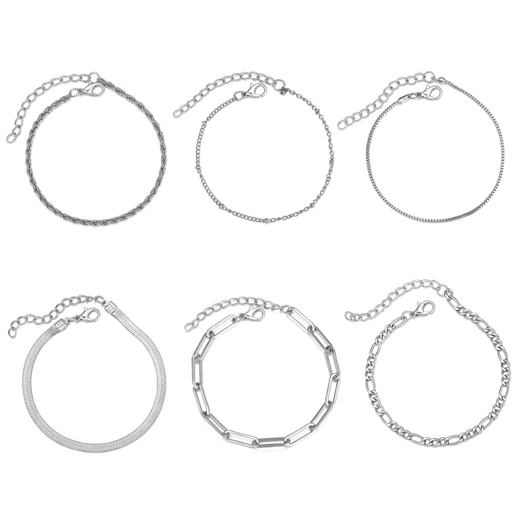 Simple Combination Bracelet, Fashionable And Personalized Multi-Element Chain 6-Piece Set Jewelry.