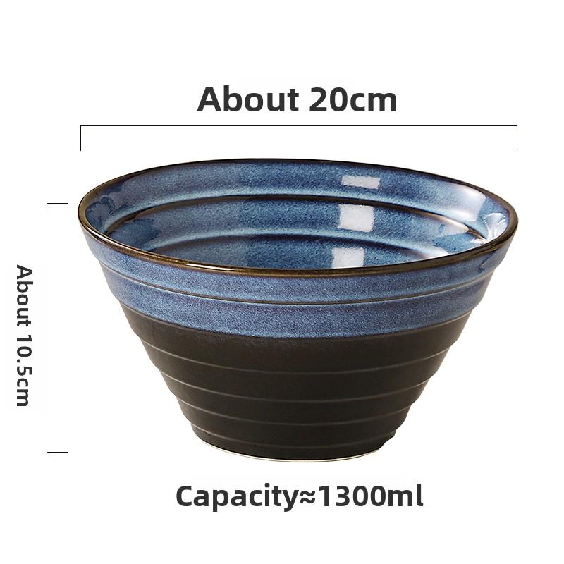 

Ceramic retro large household soup bowl, Japanese restaurant commercial bamboo hat bowl, heat-resistant ramen