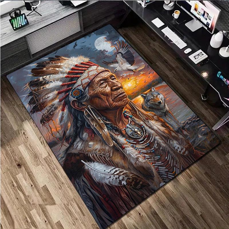 Native American Print Rug - Home Decoration Carpet For Living Room Bedroom Flooring Computer Chair Area Rug