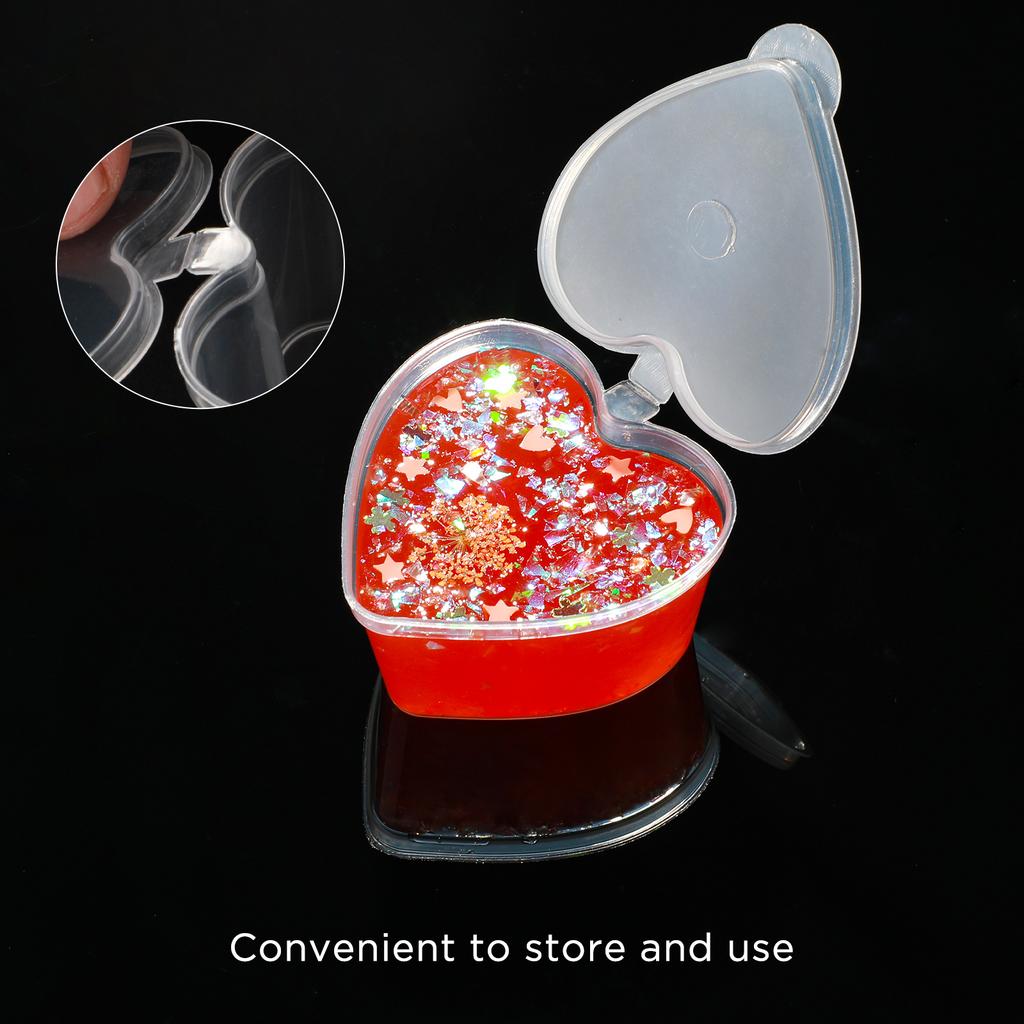 10 Pcs Disposable Plastic Storage Container Heart Shape Sauce Cup Food Box With Lids Pigment Paint Box For Kitchen Accessories