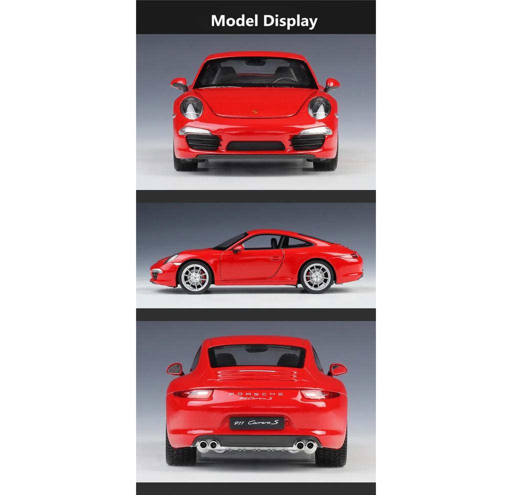 WELLY 1/24 Porsche 911 Carrera S 991 Coupe Alloy Sports Car Model Diecasts Metal Racing Car Vehicles Model Simulation Kids Gifts