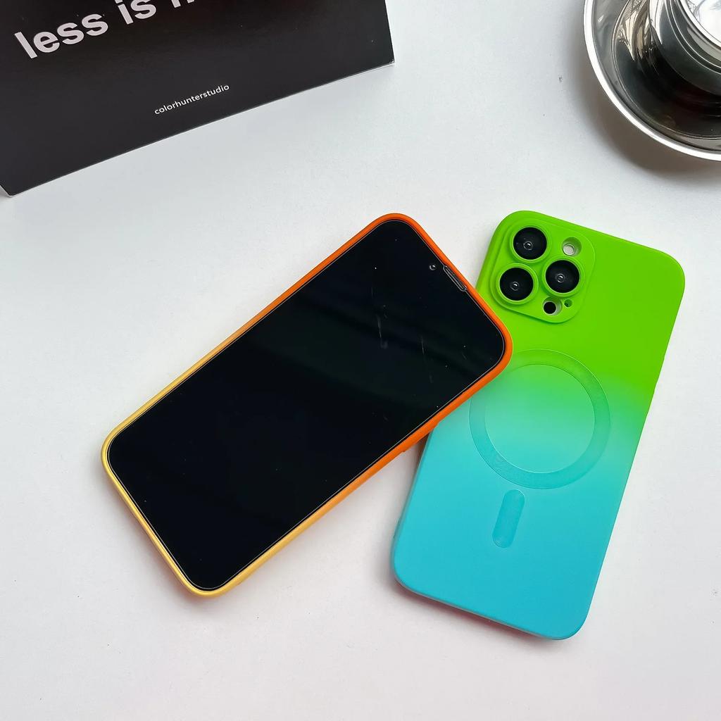 For Magsafe Gradient Silicone Multicolour Shockproof Case for iPhone 15 16 14 13 12 11 Pro Max 16 Plus Wireless Charging Cover