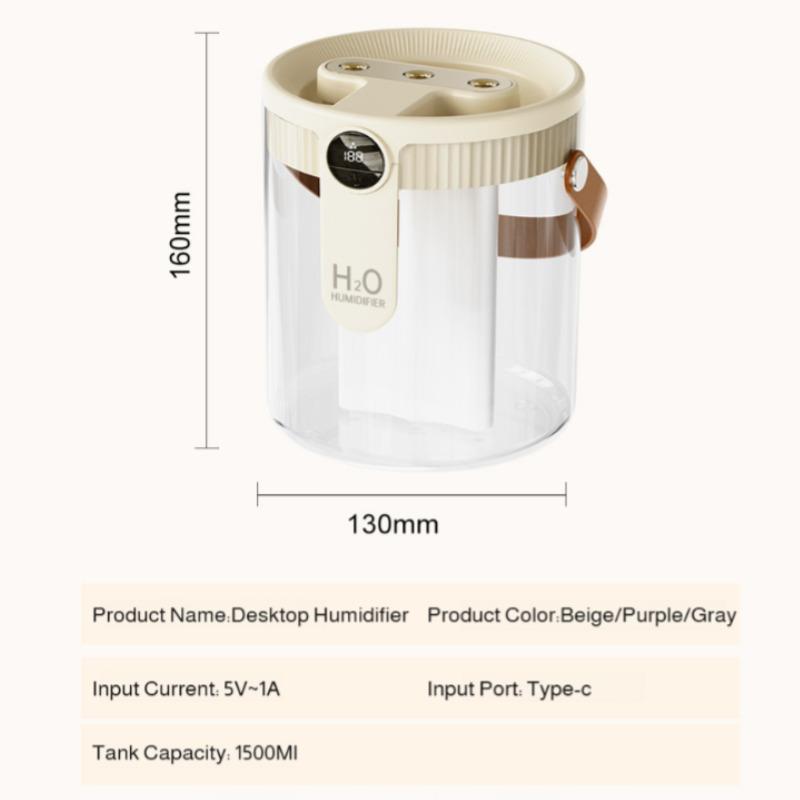 1.5L humidifier with three sprays mist quiet operation wireless portable  air humidifier for home,office,desktop use