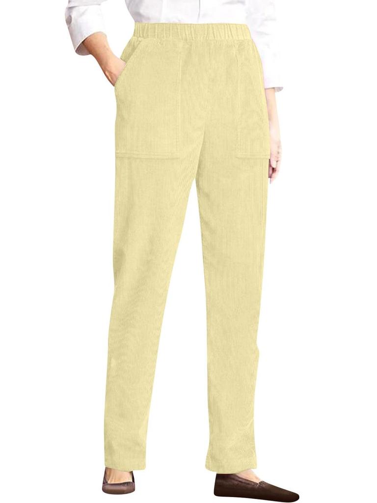 Women's Autumn/Winter Corduroy Elastic Waist Straight-Leg Pants