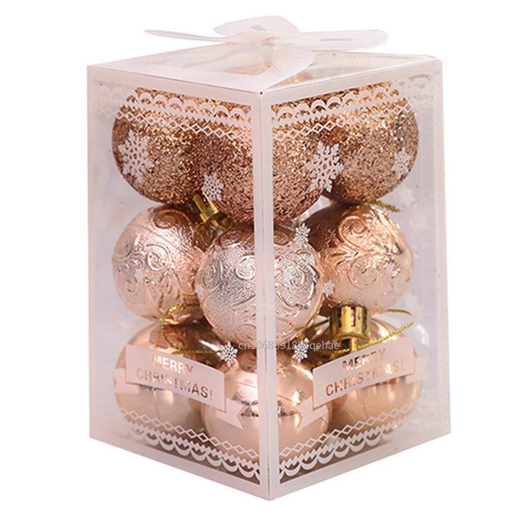 12PCS 4cm Christmas Ball Xmas Tree Balls Hanging Pendant Decoration Plastic  Xmas Party New  Accessories Ornament Decor