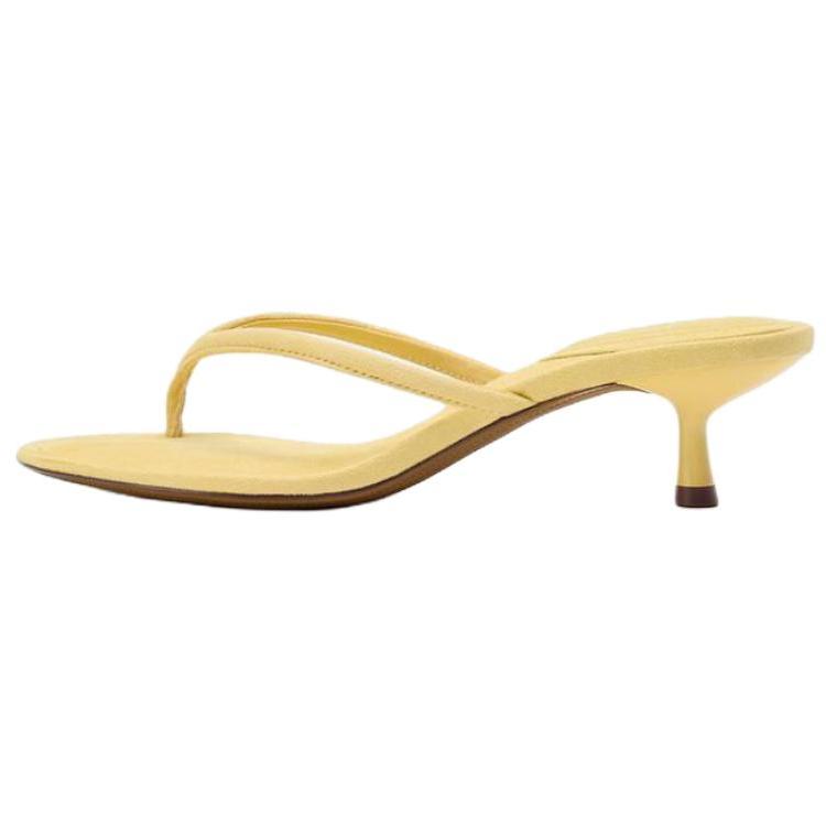 Zara Fashionable Open-Toe Anti-Rubbing Flip-Flops Women Footwear Yellow 2805610300