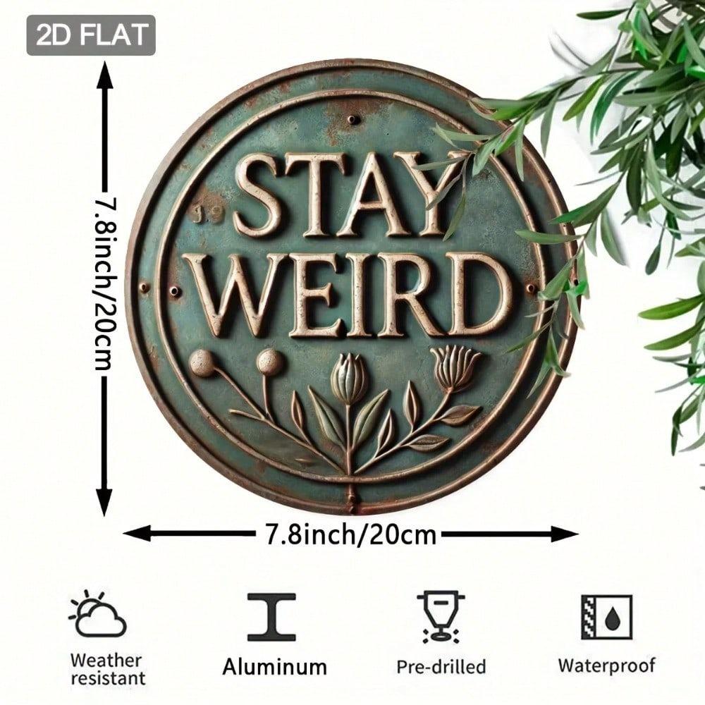 Vintage Round Iron Stay Weird Wall Art Metal Sign for Home Decor Creative Birthday Gift Unique Room