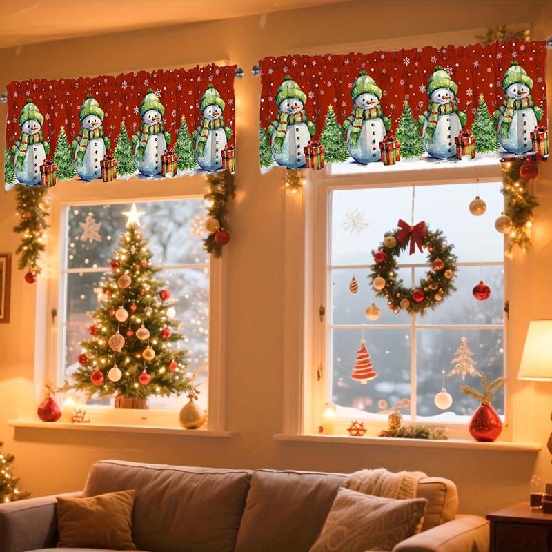 1PC Semi-Sheer Easy Install Swag Valance Atmosphere Scarf Xmas Bedroom No-Drill Christmas Festive Valance Holiday 137x45cm