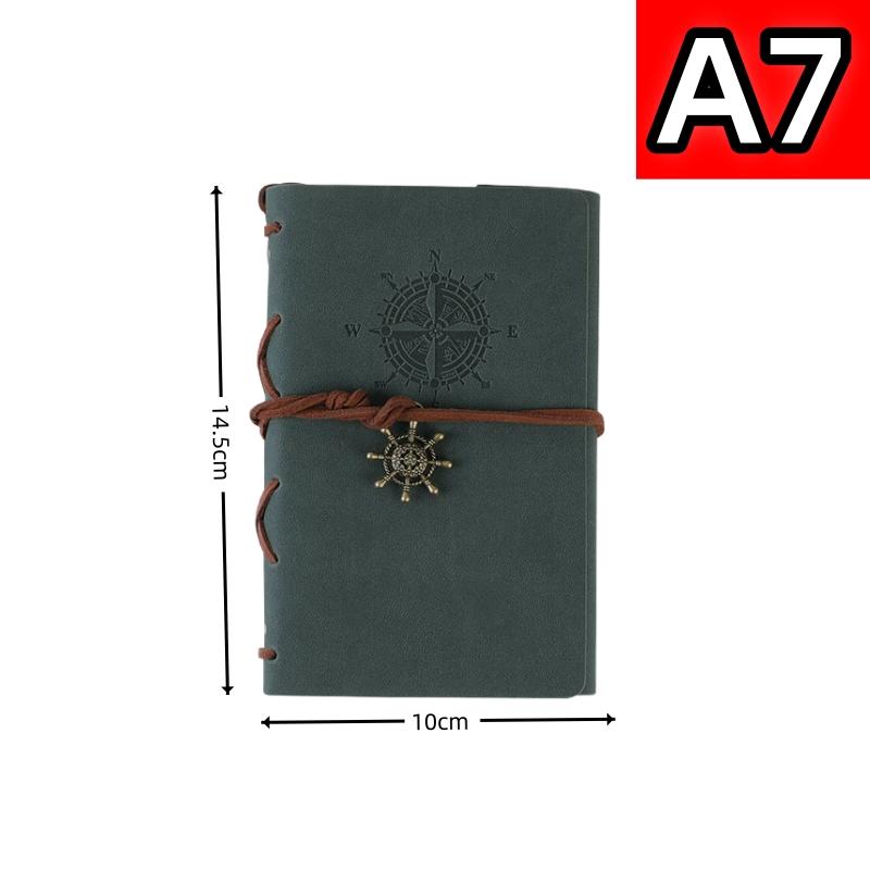 

Retro Notebook for Kids Adult Traveler Diary PU Leather Soft Cover Replaceable Kraft Paper Inner 14x10cm Notebooks & Notepads A7 зелёный