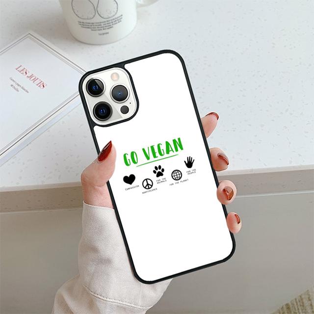 Vegan Love Animal Phone Case For iPhone 17 Air 13 12 14 15 16  Cover For Apple 14 15 16 Pro Max Plus Coque