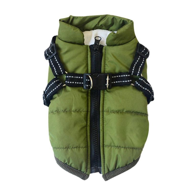 Große Hundejacke mit Geschirr, weiche, warme Hundekleidung für den Winter, Labrador, Französische Bulldogge, wasserdichte Mantel-Outfit-Weste für Hunde, S-4XL