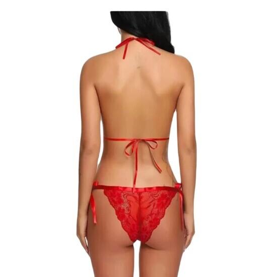 

Женское кружевное боди Ladysta - цельное нижнее белье, ночное белье с v-образным вырезом - свободный размер (S / M / L) Free Size (S/M/L) красный