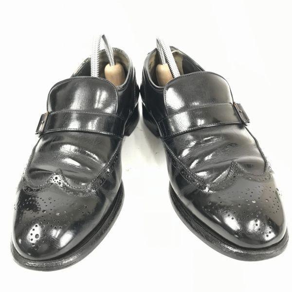 Made In Japan SCOTCH GRAIN Genuine Leather Goodyear Welt Wingtip Monk Strap Shoes Men's 26.0 Black(USED)