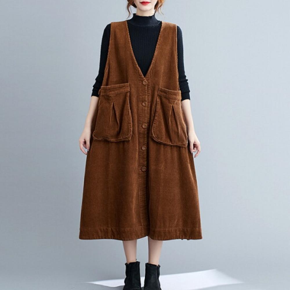 Helly Kongddang Loose Fit Corduroy Dress