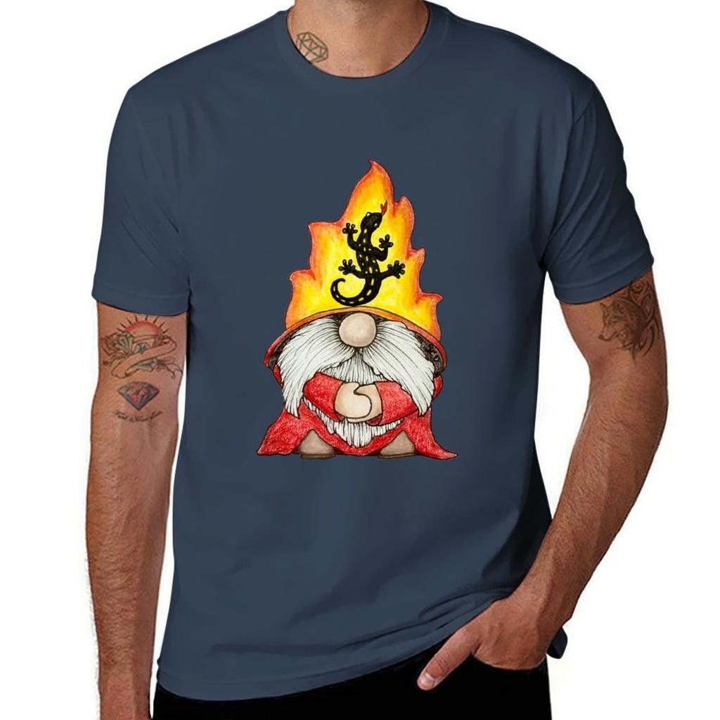 Gnome In a Salamander Hat TShirt Trendy Pattern TShirt for Men
