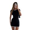 AYJL Contrasting Color Round Neck Short-sleeved Dress Long-sleeved Fashion Casual Ins Bag Arm Skirt Short Sweet and Spicy Style