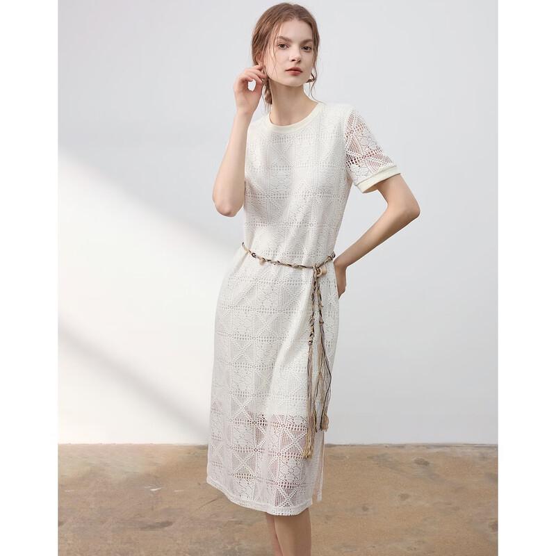 Demana Cloud Oxygen Cotton Lace Crochet Round Neck Dress S