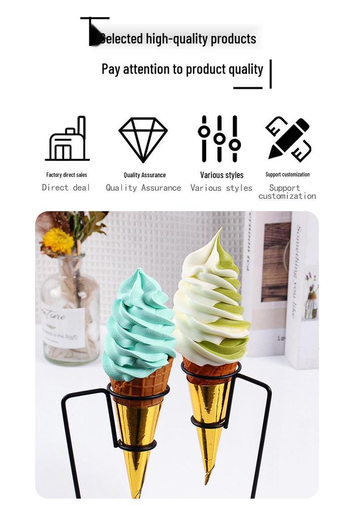 Grande Cono Gelato Decorativo Realistico Prop per Gelaterie e Espositori Bevande Fredde