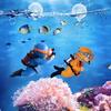 2Pcs Floating PVC Cute Scuba Diver Aquarium Decor Orange Blue Interactive Fish Tank Accessories Colorful Underwater Ornament