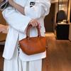 Premium First Layer Oil Wax Cowhide Single Shoulder Crossbody Dumpling Bag Wing Bag Texture Portable Commuter Bag Genuine Leather Women's Bag