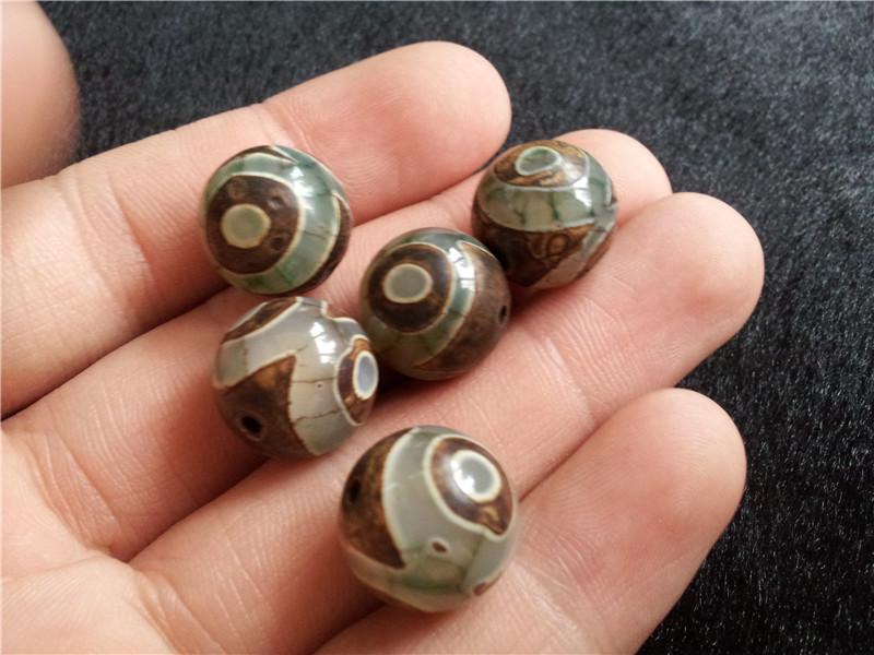 14mm Three-Eye Agate Football Beads for DIY Bracelet and Waist Chains