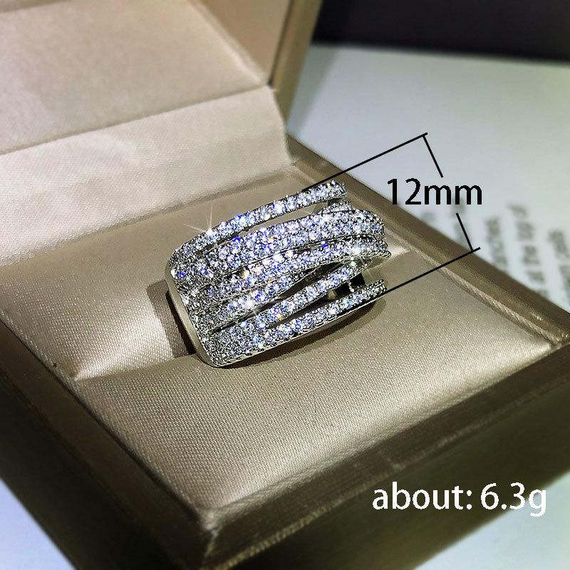 Exaggerated Micro-Inlaid Zircon Ring For Women, Personalized Avant-Garde Ring Full Of Diamond Jewelry