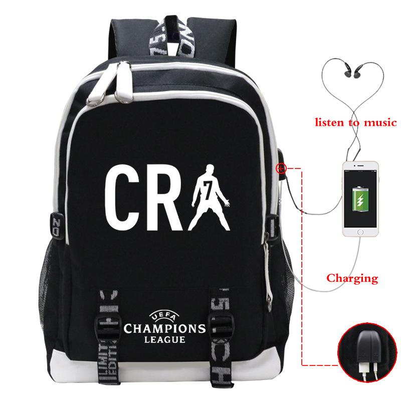Football Player C Luo'S Peripheral Printed Primary And Secondary School Students Backpack Large-Capacity Leisure Travel Bag