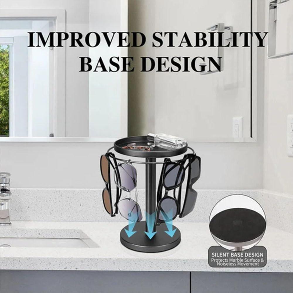 Stainless Steel Eyeglass Display Rack 360° Rotating Sunglasses Holder  for Dresser