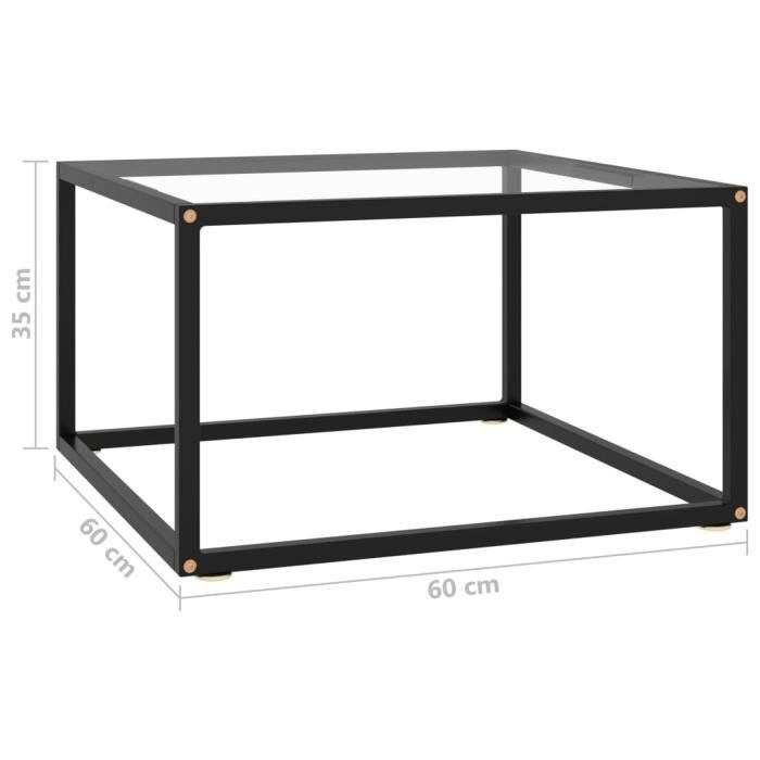VidaXL Table basse Noir avec verre trempé 60x60x35 cm