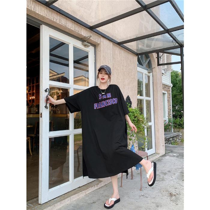 

Женская мода лето весна 1/2 рукава О-образный вырез свободная талия повседневные платья XXXXL