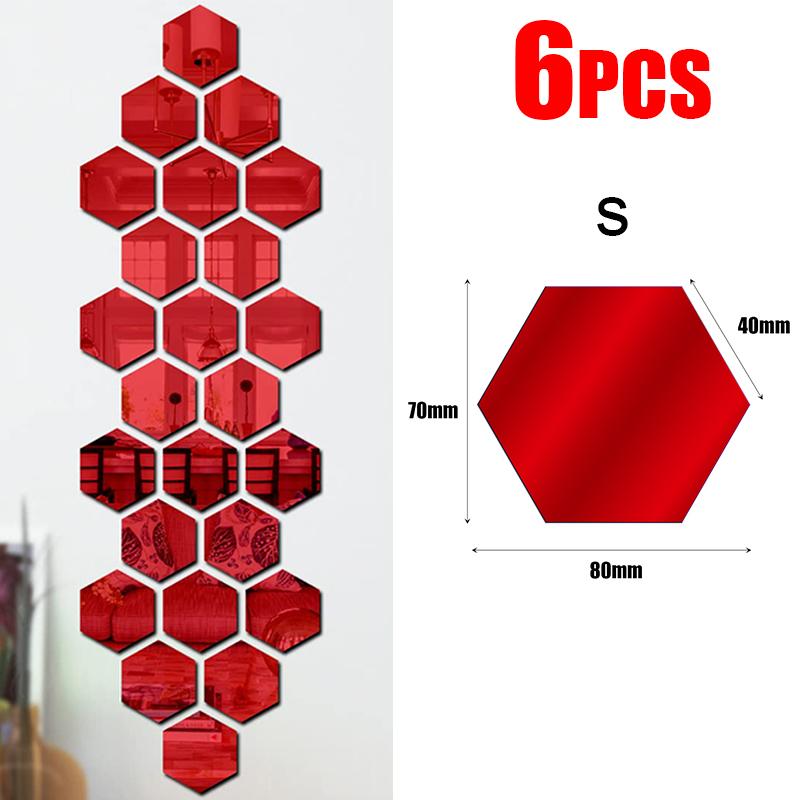 3D Hexagon Mirror Wall Stickers DIY Wall Mirrors Sticker Removable Self Adhesive Aesthetic Mosaic Tiles Decals Home Decoration