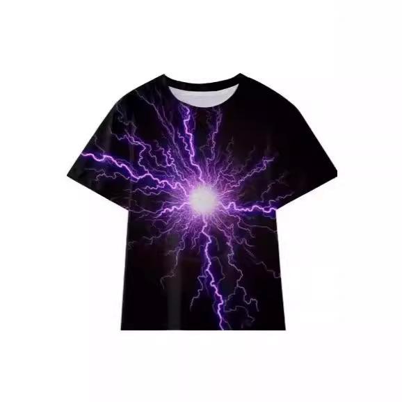 Source manufacturer, new children's clothing, lightning series children's short-sleeved T-shirt 3D printed short-sleeved T-shirt short-sleeved