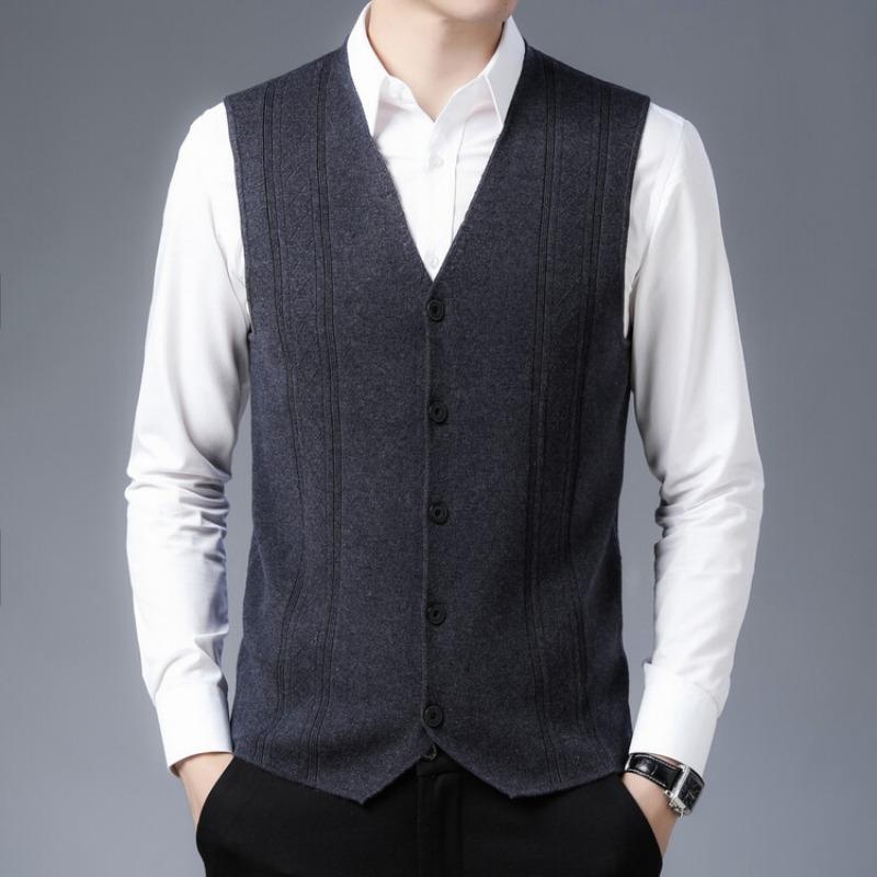 Men S Middle Age Sleeveless Knitted Cardigan Jacquard Dad Vest