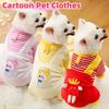 Striped Pet Clothes Soft Dog Four-legged Overalls New Year Cat Sweatshirt  Small Medium Dogs