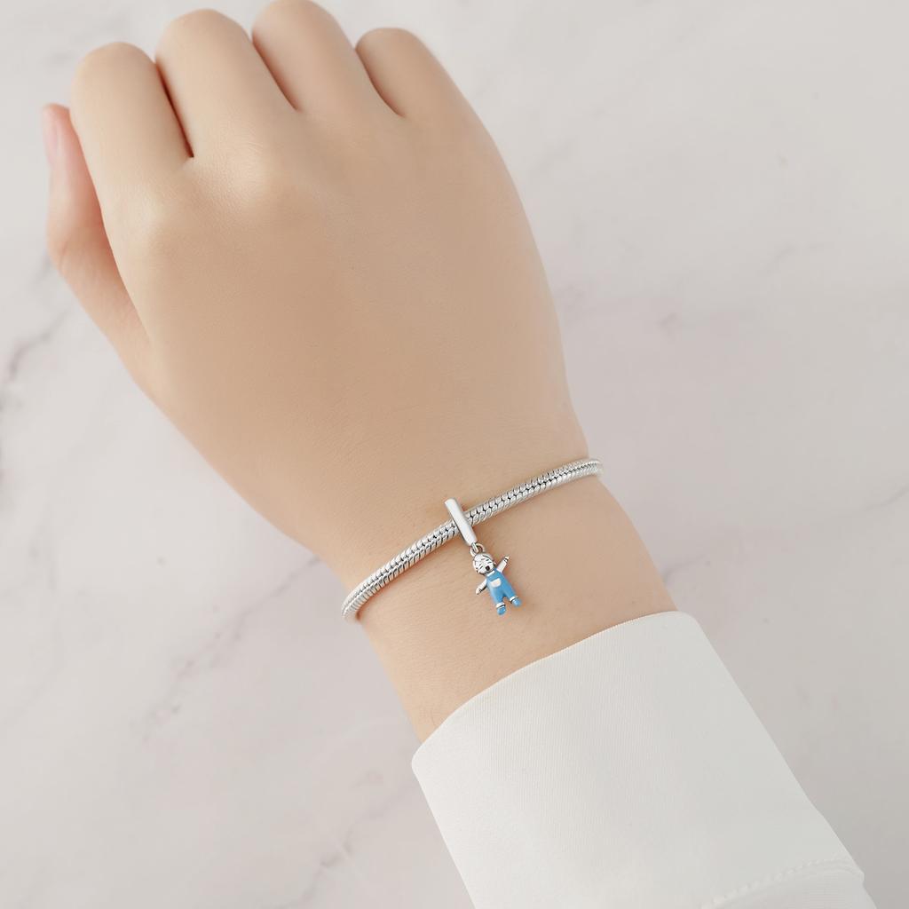 Authentische Originale Kupfermetall Anhängerperlen Komponenten Luxus Blaue Jungen Anhängerperlen Komponente Perlen Komponenten Kompatibel Mit Armband Hohe Qualität