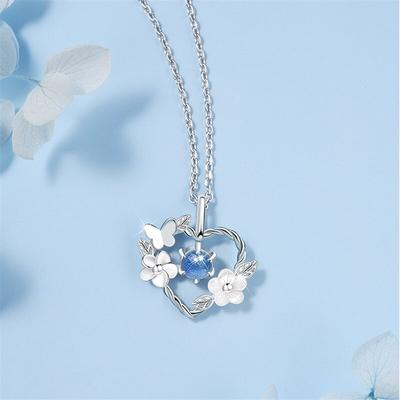 925 Sterling Silver Shell Heart Flower Charm Necklaces & Pendants Choker For Women Girls Wedding  Statement Jewelry Dz084