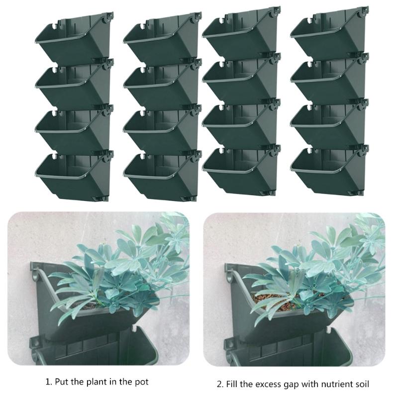 Pack Of 4 Wall Mounted Outdoor Vertical Planter Space Saving Design For Small Gardens And Patios