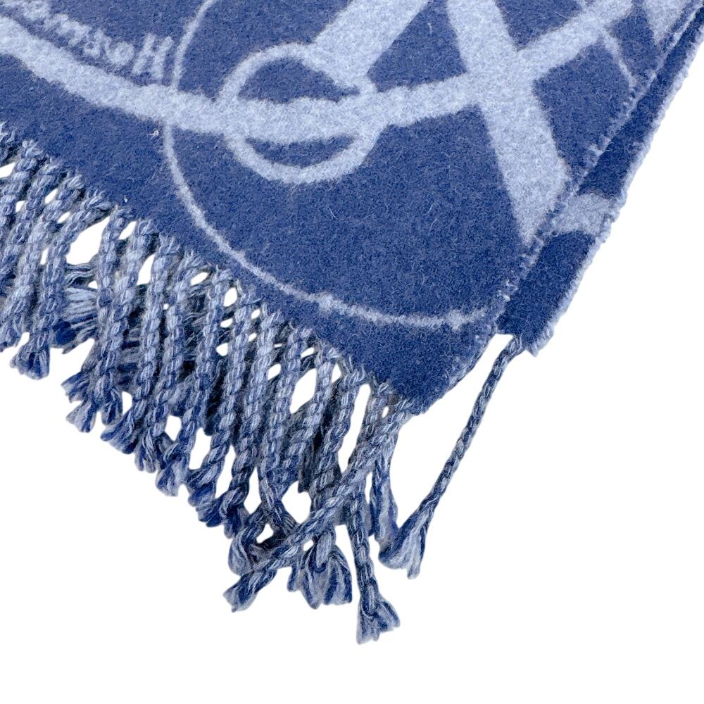 HERMES cashmere Click crack Scarf Navy cashmere Used