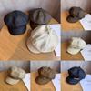 Letter Material Pu Curved Brim Octagonal Cap Cold Season Accessories Fashion