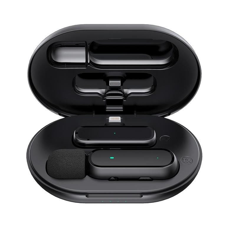 Wireless Lavalier Microphone 1TX+1RX with Charging Case - Noise Cancellation  Display Clip-on Mic for YouTube/TikTok/Streaming 